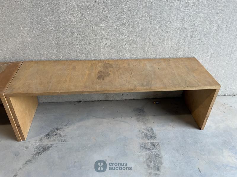 2 wooden benches
