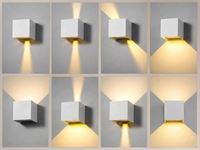 [01205] 7w Led White Wall Lamp Cube Dual Light Adjustable Waterproof – foto 5 – kavel bij Hammertime, Puurs