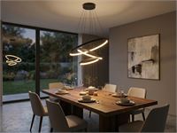 [01192] Orien Design Pendant Lamp Sand Black 20cm&40cm&60cm Trio Ring 50w Led Cct 3 Colour & 3-Step Dimming – kavel bij Hammertime, Puurs