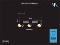 [00958] Gu10 Surface-Mounted Spotlight Fixture Triple Cylinder Sand Black And Gold Rotatable – foto 6 – kavel bij Hammertime, Puurs