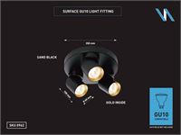 [00962] Round Gu10 Surface-Mounted Spotlight Fixture Triple Cylinder Sand Black And Gold Rotatable – foto 7 – kavel bij Hammertime, Puurs