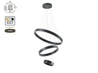 [01200] Duora Design Pendant Lamp Sand Black 20cm&40cm&60cm Trio Ring 60w Led Cct 3 Colour & 3-Step Dimming – foto 2 – kavel bij Hammertime, Puurs