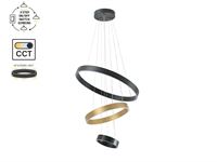 [01201] Duora Design Pendant Lamp Sand Black And Gold 20cm&40cm&60cm Trio Ring 60w Led Cct 3 Colour & 3 Step Dimming – foto 2 – kavel bij Hammertime, Puurs