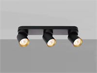 [00958] Gu10 Surface-Mounted Spotlight Fixture Triple Cylinder Sand Black And Gold Rotatable – foto 5 – kavel bij Hammertime, Puurs