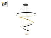 [01195] Orien Design Pendant Lamp Sand Black And Gold 20cm&40cm&60cm&80cm&100cm 5 Ring 160w Led Cct 3 Colour – foto 2 – kavel bij Hammertime, Puurs