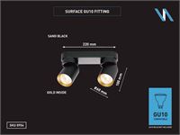 [00954] Gu10 Surface-Mounted Spotlight Fixture Double Cylinder Sand Black And Gold Rotatable – foto 5 – kavel bij Hammertime, Puurs
