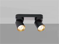 [00954] Gu10 Surface-Mounted Spotlight Fixture Double Cylinder Sand Black And Gold Rotatable – foto 4 – kavel bij Hammertime, Puurs