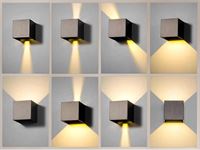 [01166] 7w Led Black Wall Lamp Cube Dual Light Adjustable Waterproof – foto 4 – kavel bij Hammertime, Puurs