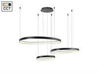 [01208p] Auren Design Pendant Lamp Black 42cm&62cm&82cm Trio Ring 160w Led Cct 3 Colour – foto 2 – kavel bij Hammertime, Puurs