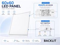 [led1000] 40w 3 Colour Cct 60*60 Recessed Backlit Led Panel Philips Driver White – foto 7 – kavel bij Hammertime, Puurs