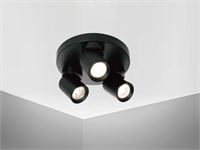 [00961] Round Gu10 Surface-Mounted Spotlight Fixture Triple Cylinder Sand Black Rotatable – foto 6 – kavel bij Hammertime, Puurs