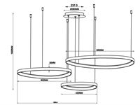 [01208p] Auren Design Pendant Lamp Black 42cm&62cm&82cm Trio Ring 160w Led Cct 3 Colour – foto 5 – kavel bij Hammertime, Puurs