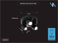 [00961] Round Gu10 Surface-Mounted Spotlight Fixture Triple Cylinder Sand Black Rotatable – foto 7 – kavel bij Hammertime, Puurs