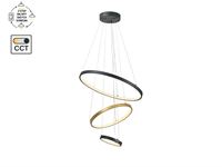 [01193] Orien Design Pendant Lamp Sand Black And Gold 20cm&40cm&60cm Trio Ring 50w Led Cct 3 Colour & 3-Step Dimming – foto 2 – kavel bij Hammertime, Puurs