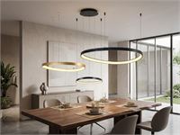 [01209p] Auren Design Pendant Lamp Black And Gold 42cm&62cm&82cm Trio Ring 160w Led Cct 3 Colour – kavel bij Hammertime, Puurs