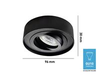 [00840] Gu10 Recessed Fixture, Black, Tiltable, With Lamp Holder – foto 5 – kavel bij Hammertime, Puurs