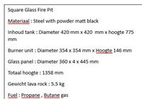 Square Glass Fire Pit – foto 3 – kavel bij Hammertime