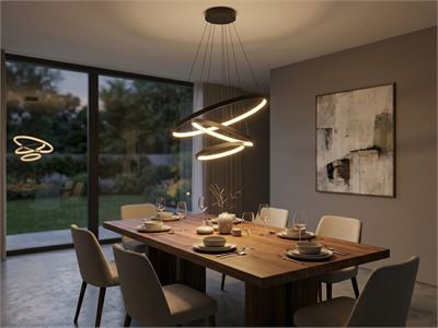 [01192] Orien Design Pendant Lamp Sand Black 20cm&40cm&60cm Trio Ring 50w Led Cct 3 Colour & 3-Step Dimming – kavel bij Hammertime, Puurs