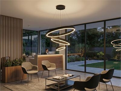 [01200] Duora Design Pendant Lamp Sand Black 20cm&40cm&60cm Trio Ring 60w Led Cct 3 Colour & 3-Step Dimming – kavel bij Hammertime, Puurs