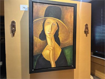 1 Deco Wandkader "jeanne Hebuterne Au Grand Chapeau" – kavel bij Hammertime