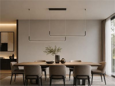 [01213] Alura Linear Pendant Lamp Sand Black 100cm&100cm Duo Line 40w Led Cct 3 Colour & 3 Step Dimming – kavel bij Hammertime, Puurs