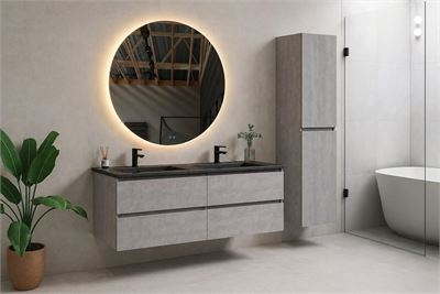 1 X 120cm Badkamermeubelset - Kleur: Beton Grijs – kavel bij Hammertime, Bornem