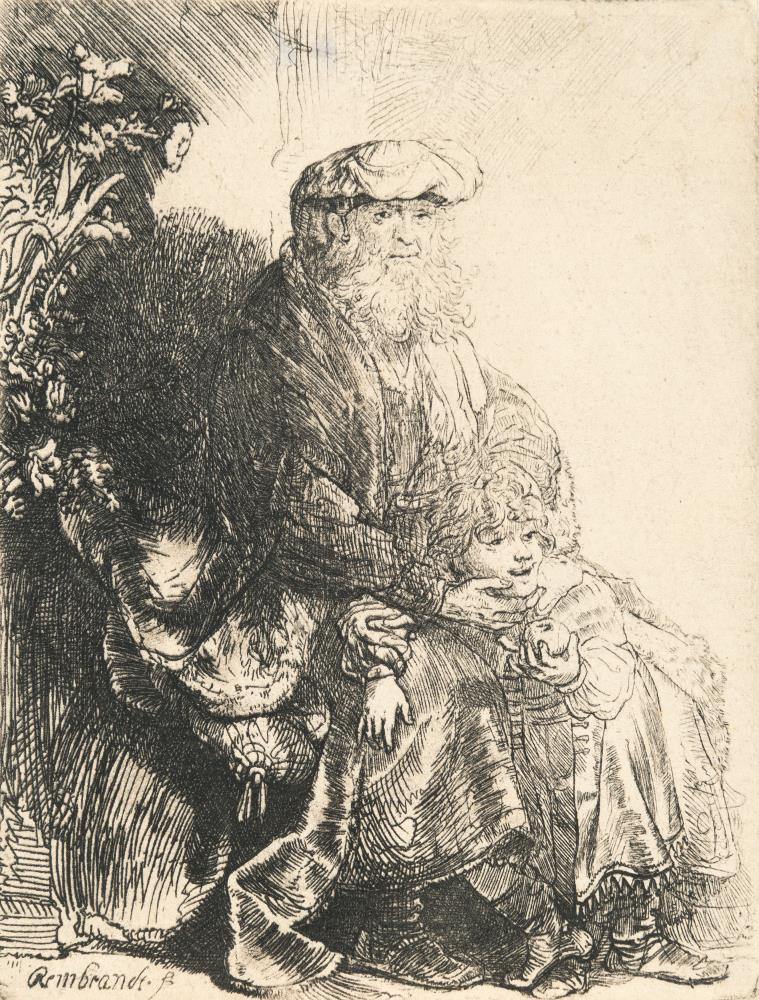 Abraham, Isaak liebkosend