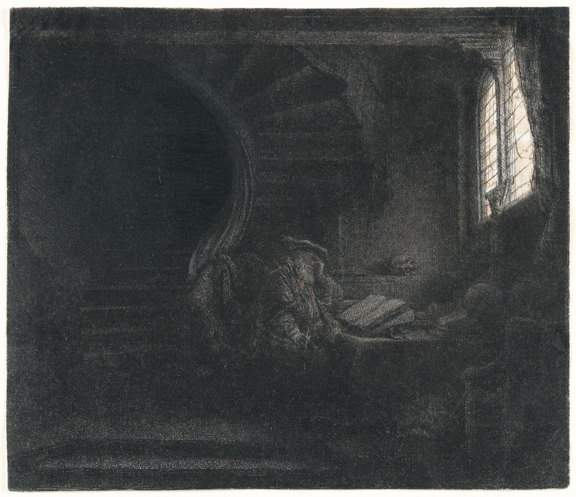 Der heilige Hieronymus im dunklen Zimmer