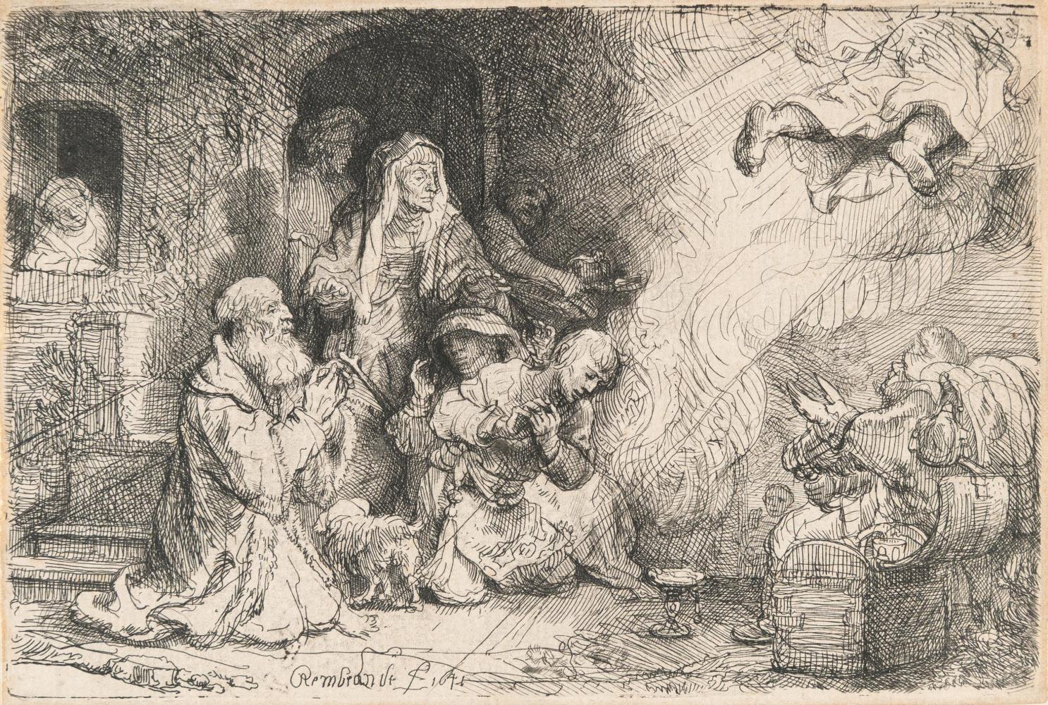 Der Engel vor der Familie des Tobias verschwindend