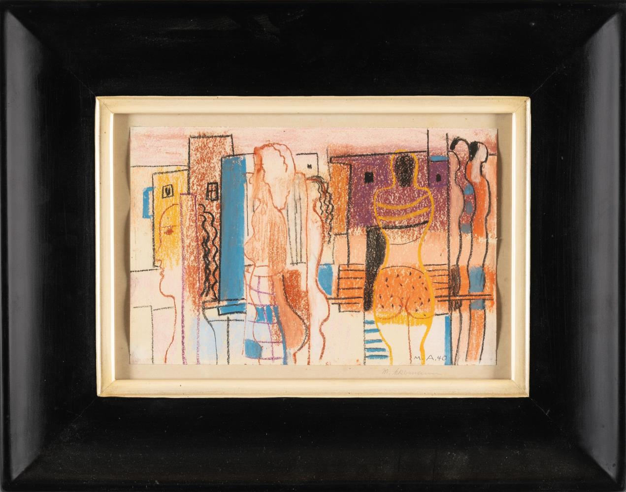 „Badende auf hellrot“