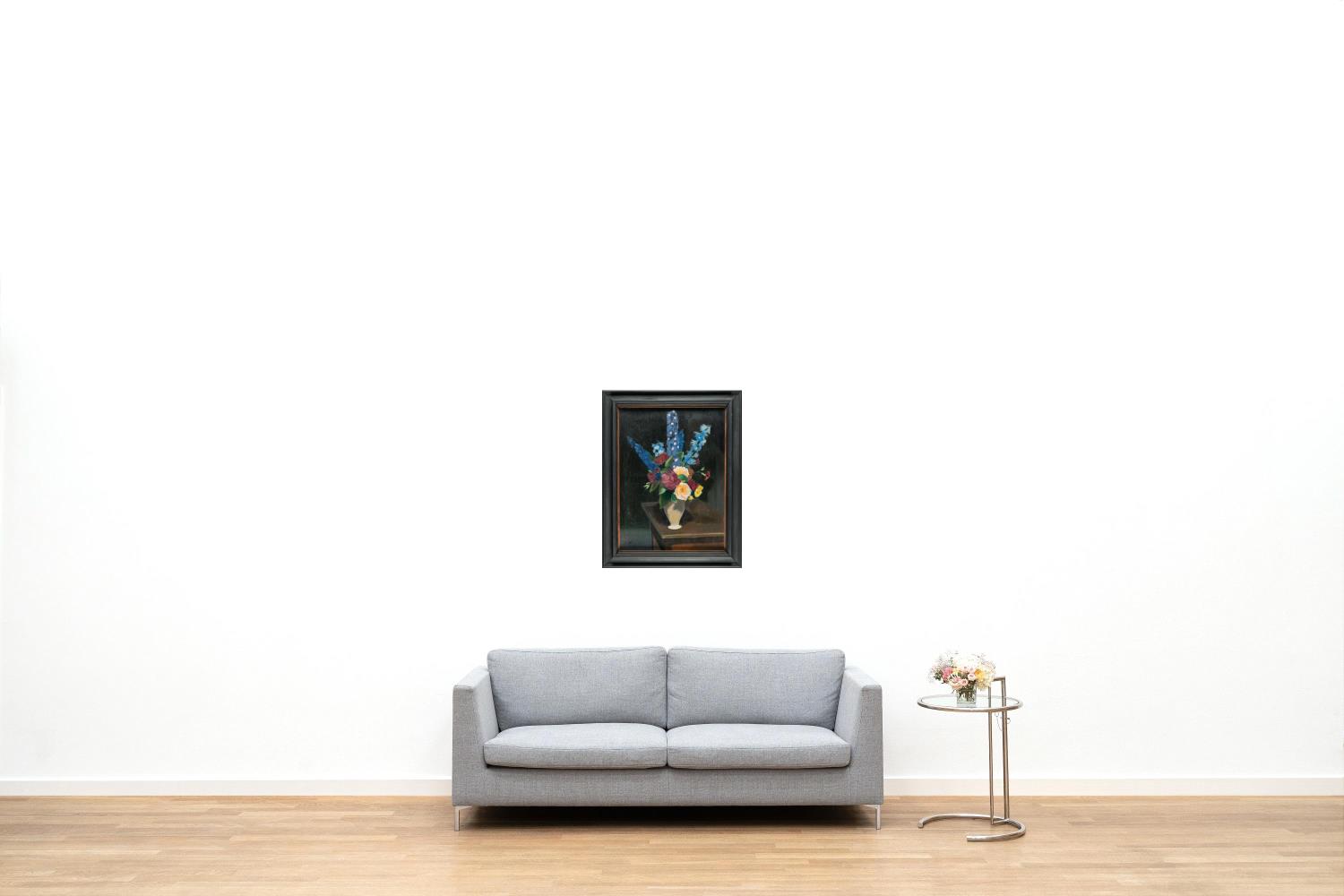 Stillleben mit Rosen, Nelken und Rittersporn