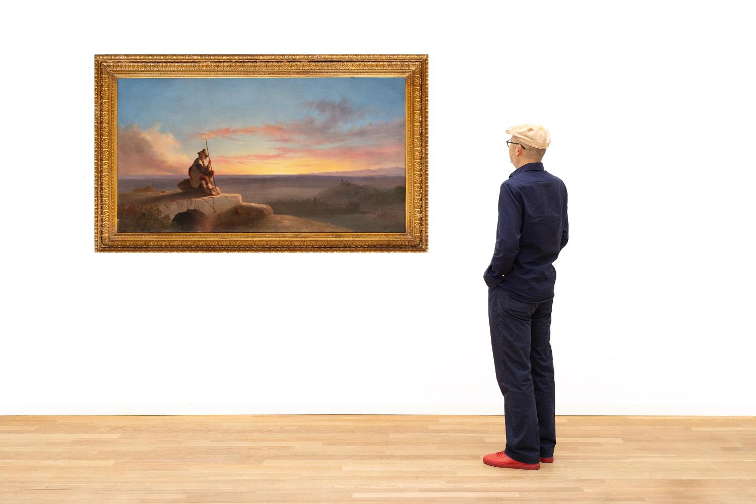 Blick über die römische Campagna mit sitzendem Hirten