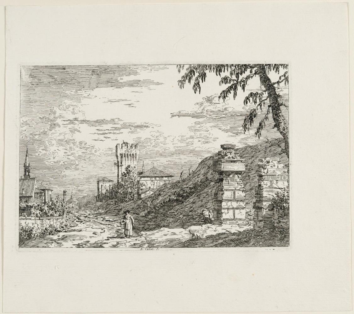 Paesaggio con Torre e Pilastri in Rovina
