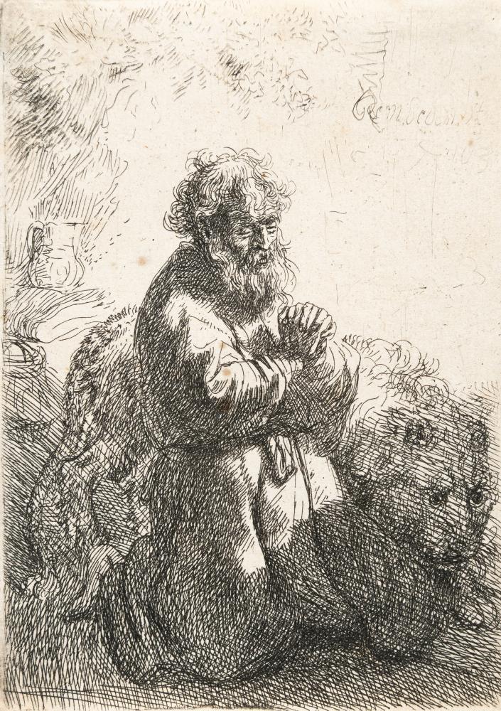 Der Heilige Hieronymus im Gebet, niederblickend