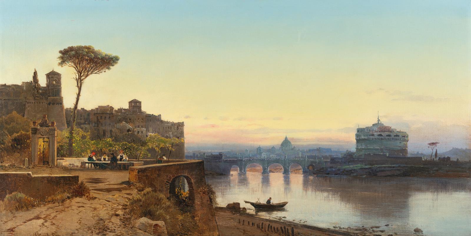 Blick auf den Tiber bei Sonnenuntergang