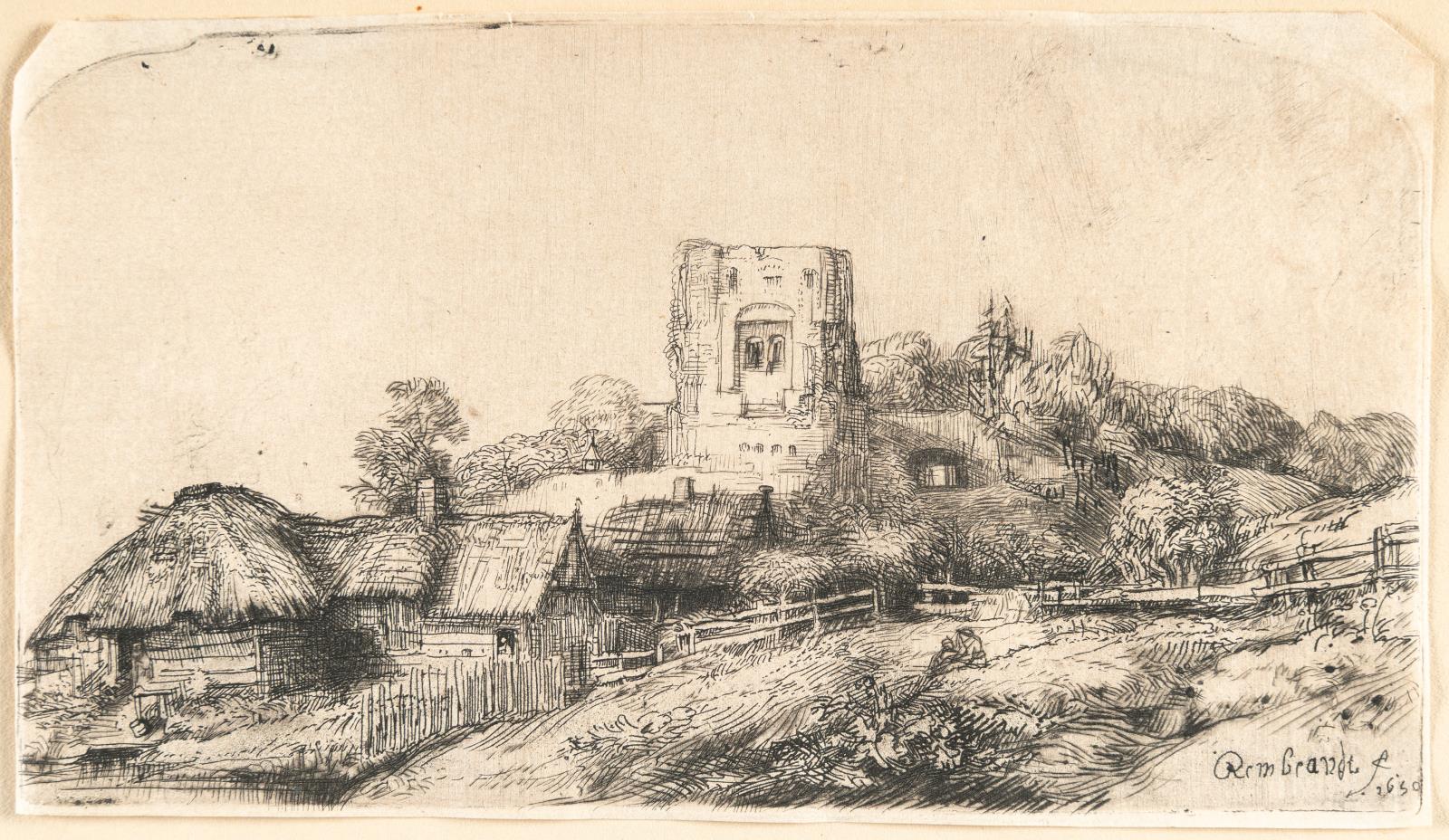Die Landschaft mit dem viereckigem Turm