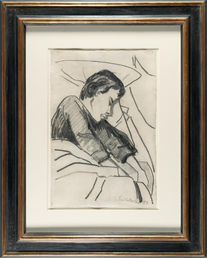 Recto: Schlafendes Mädchen – Verso: Blumen