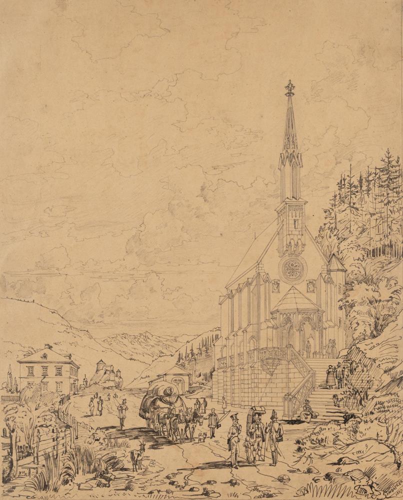 Die Ottokapelle in Kiefersfelden, im Hintergrund die Festung Kufstein