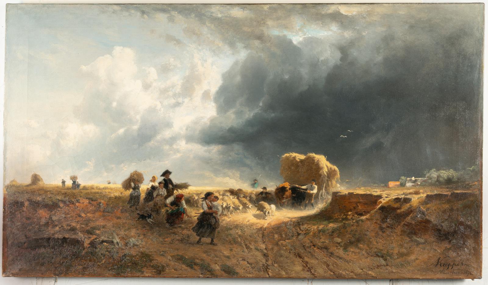 Heuernte bei aufziehendem Gewitter