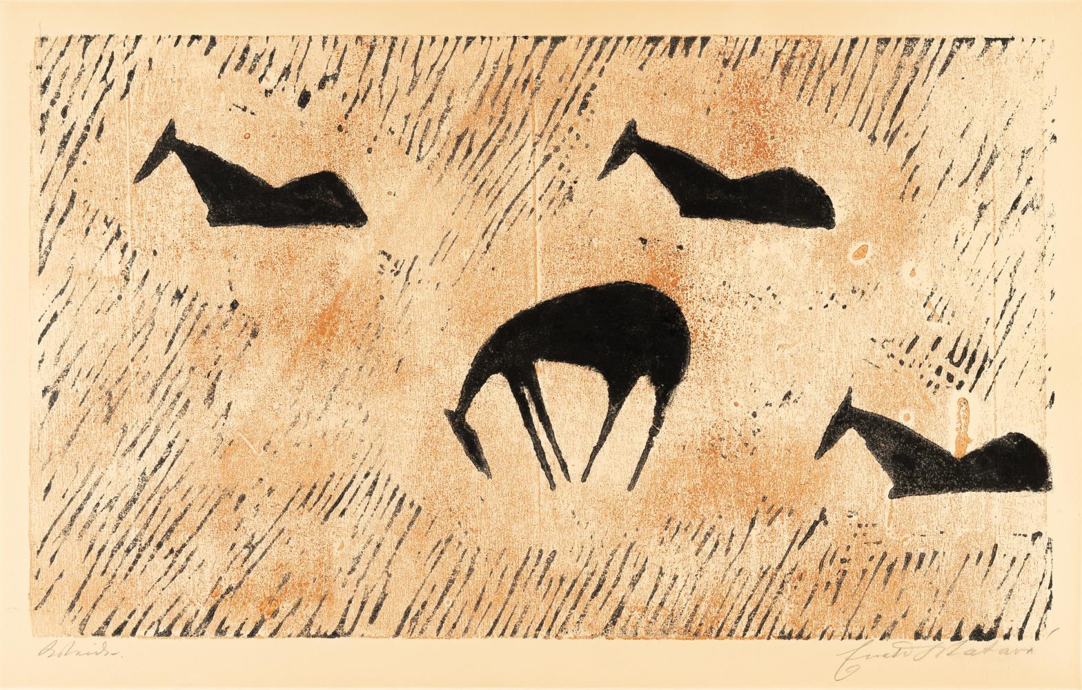 Vier Pferde auf der Weide