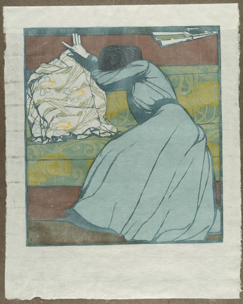 Der Polster. (Martha Kurzweil auf dem Divan sitzend).