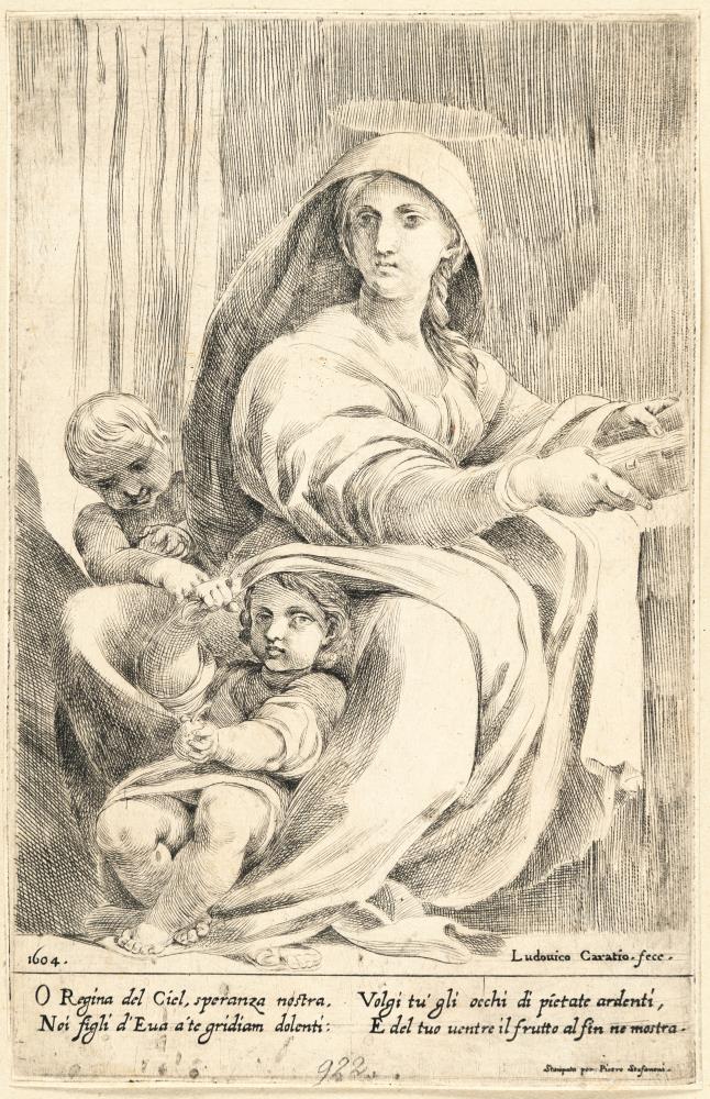 2 Bll. Madonna mit dem Kind umgeben von Engeln - Maria mit dem Jesuskind und dem Johannesknaben