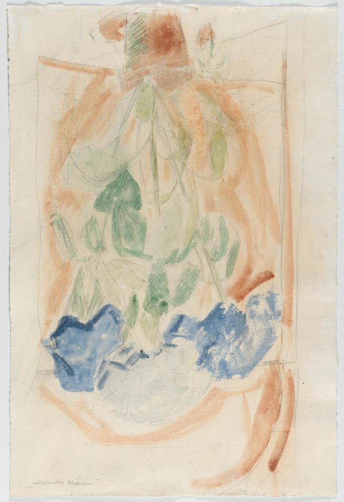 Recto: Schlafendes Mädchen – Verso: Blumen