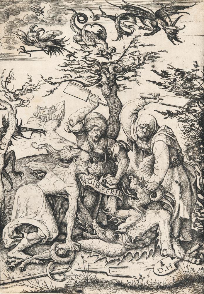 Die drei Hexen schlagen den Teufel