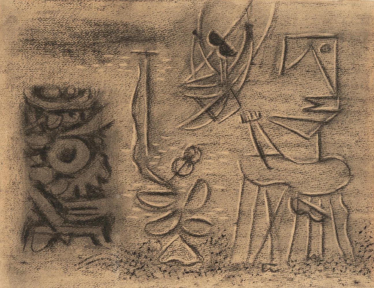 Komposition mit Urgestalt und Schaukel