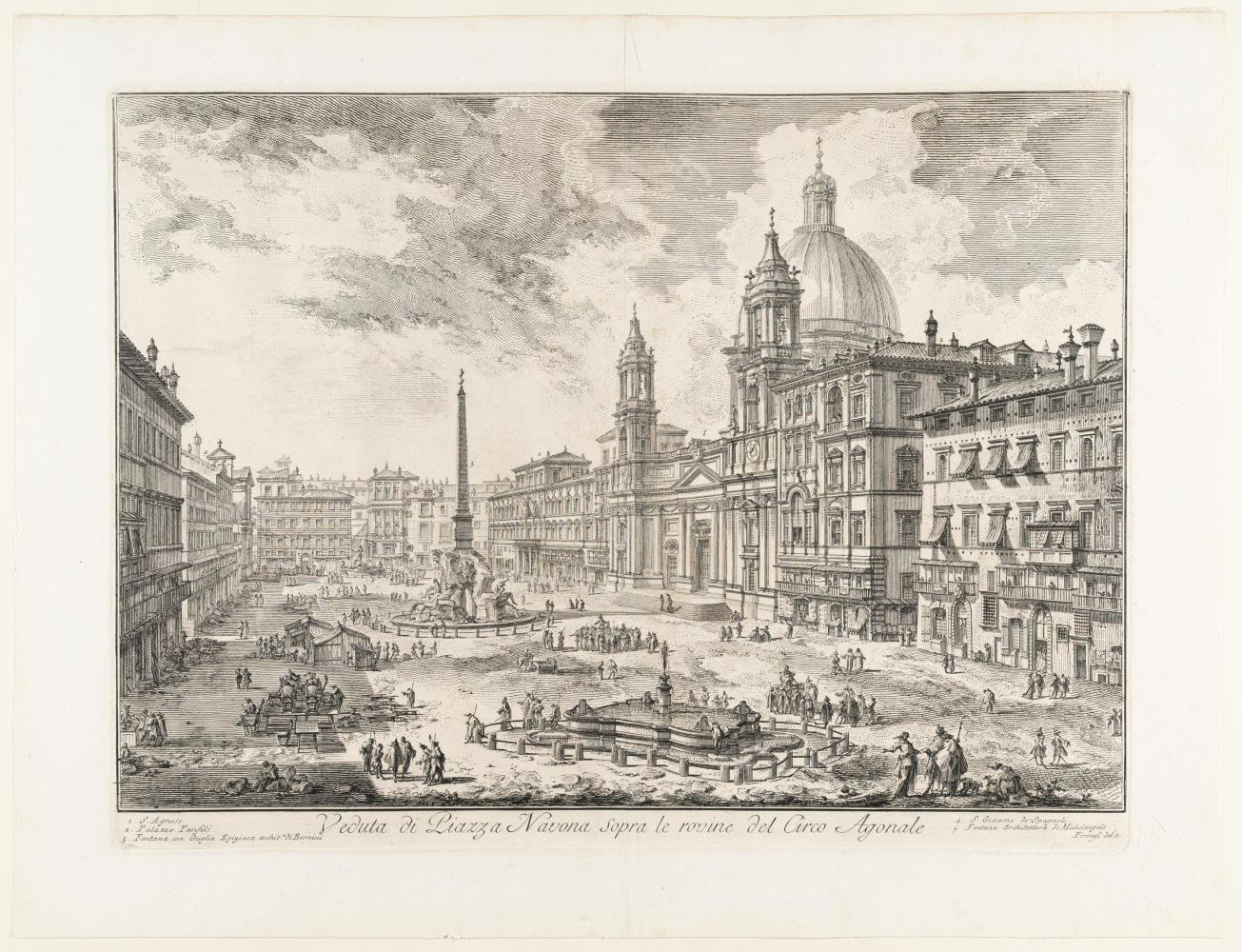 Veduta di Piazza Navona sopra le rovine del Circo Agonale (Ansich