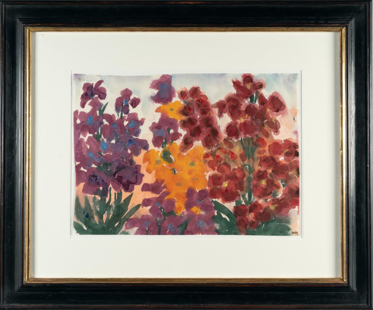 Yellow, red and purple flowers