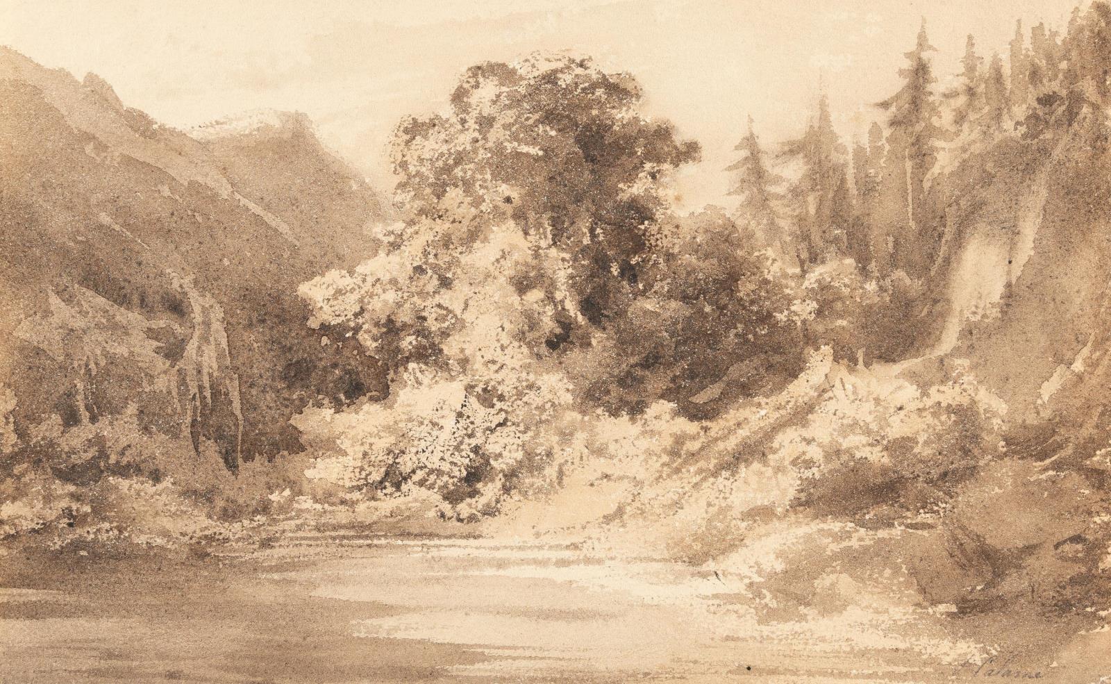 Flusslandschaft mit Uferböschung
