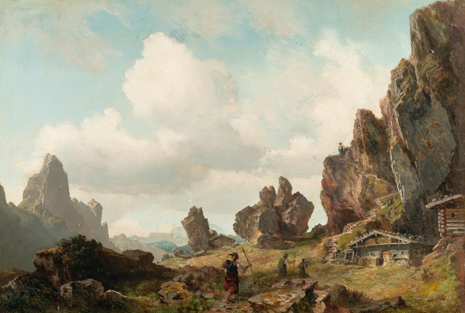 Gebirgslandschaft mit Wanderern