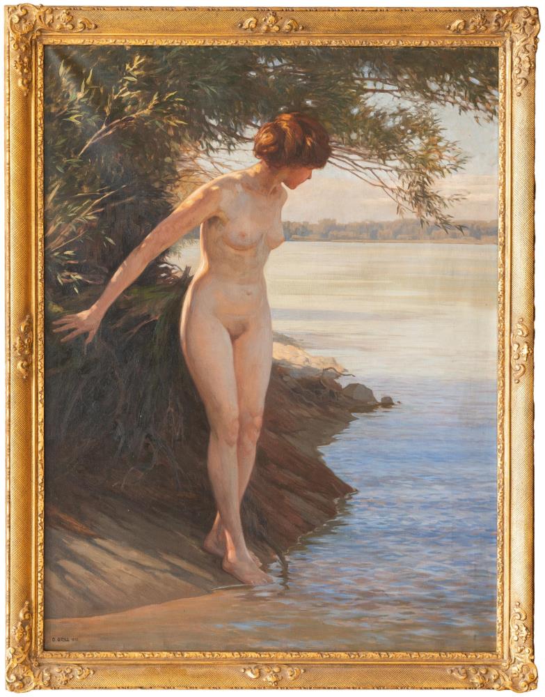 „An der Donau“ (Weiblicher Akt in der Abendstimmung)